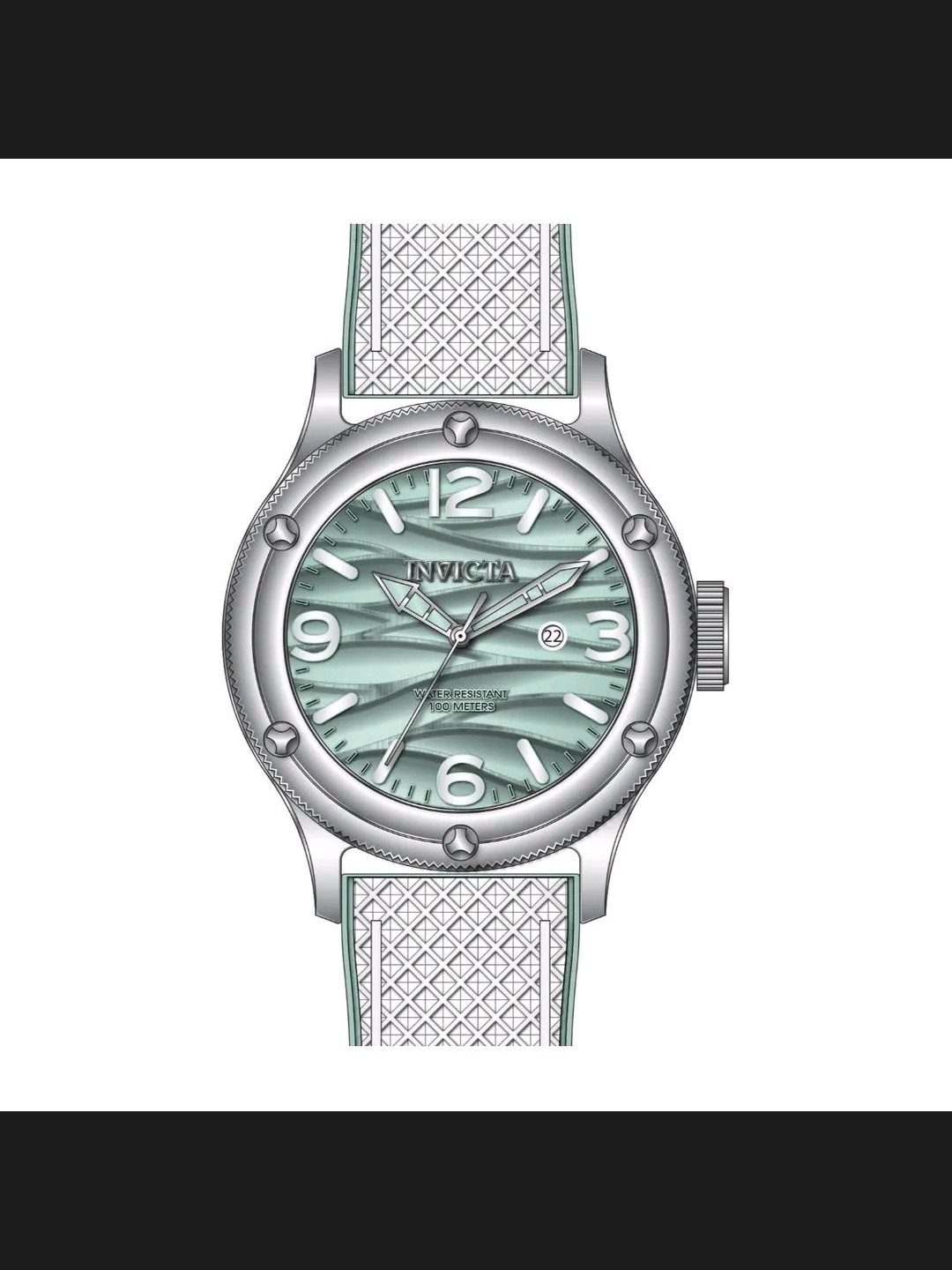 Invicta Silver Watch With Mint Green Dial 48mm